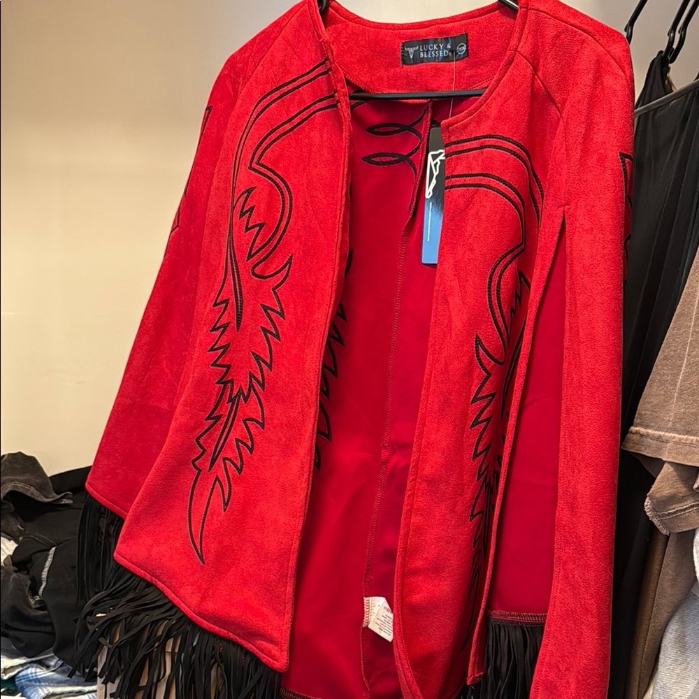 Red Western Fringe cape